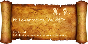 Milovanovics Valér névjegykártya